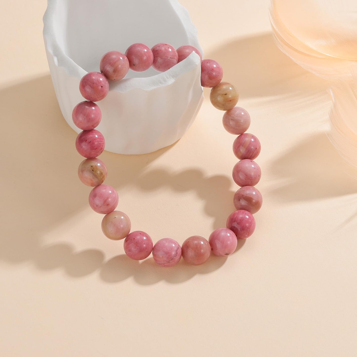 Udolfly Womens Crystal Beaded Bracelets for Women Men Protective Energy Bracelet Natural Gemstone Bead Bracelet 6mm Rhodochrosite