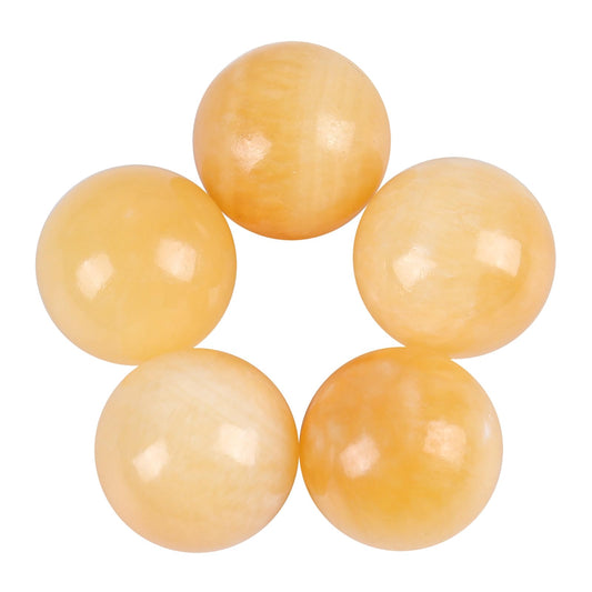 Fekuar 5 Pcs Yellow Jade Crystal Sphere Ball Set, Polished Healing Energy Mineral Gemstone Balls for Reiki Chakra Decoration Fengshui 20mm