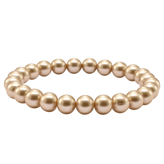 Amazing Gemstone Crystal Bracelet for Women Men's Gifts - Protection Healing Crystal Bracelet - 8mm Gemstone Beaded Stretchable Bracelet Pulseras Para Hombres Mujer Stocking Stuffers Mothers Day Gift (Champagne Pearl)