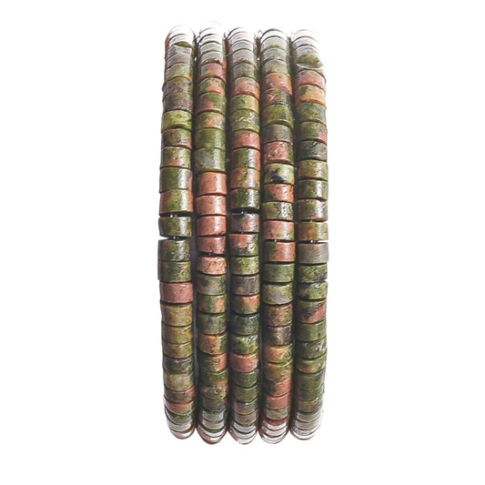 Natural Unakite Stone Spacer Beads 4x2mm 38cm/str Flat Round Loose Semi Gemstone Caps for Making Bracelets Necklace