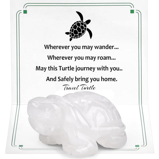DUQGUHO 2" Travel Turtle Gift Decor Crystals Figurines Clear Quartz Crystal Best Turtles Travels Gifts for Women Traveling Travelers Cute Decorations