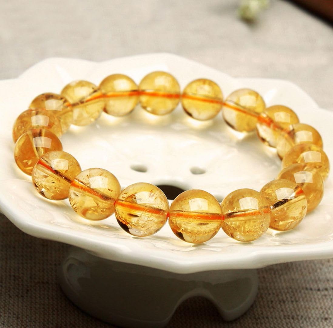 Adabele Real Natural Yellow Citrine Bracelet 8.5 inch Stretch Gemstone Beaded Bracelet Chakra Healing Crystal Stone Jewelry Women Mom Gift (Unisex) GB8-D27