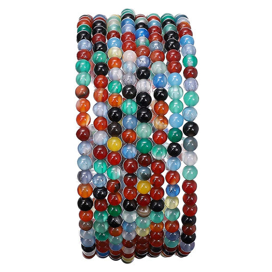 BEADIA Natural Colorful Agate Stone Round Loose Semi Gemstone Beads for Jewelry Making 3-3.5mm 38cm/Strand