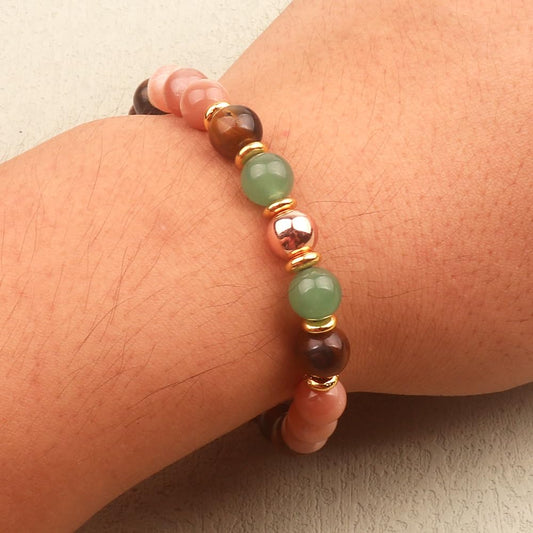 KSQS Healing Stone Bead Bracelet for Women, Natural Gemstones Balance Protection Bracelet, Spiritual Crystal Beads Bracelet Anxiety Relief with Meaning Card(#34)