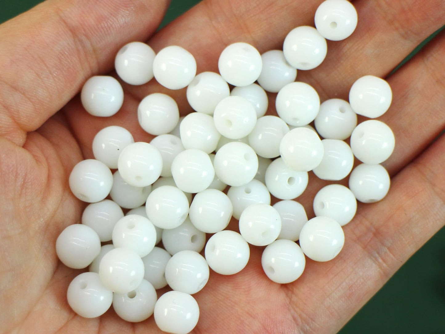 Pamir Tong 650PCS 8mm Snow White Glass Beads for Jewelry Making,Round Smooth Beads, Bracelet Space Loose Beads for Earring, Necklaces-Adult Craft Supplies