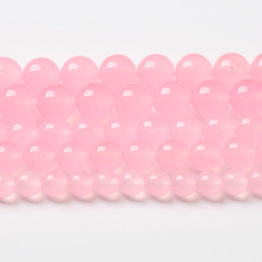 32pcs Natural Light Pink Chalcedony Stone Beads for Jewelry Making - Energy Healing Power Stone - DIY Bracelet Necklace Accessories - 15" (12mm, Light Pink Chalcedony)