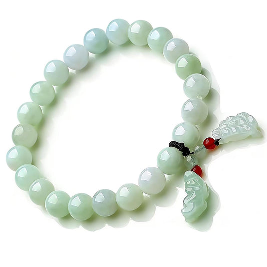 HL1971 Natural Jade Beaded Elastic Bracelet Gradient Green Jade Bead Ladies Bracelet, Suitable for Christmas, Thanksgiving