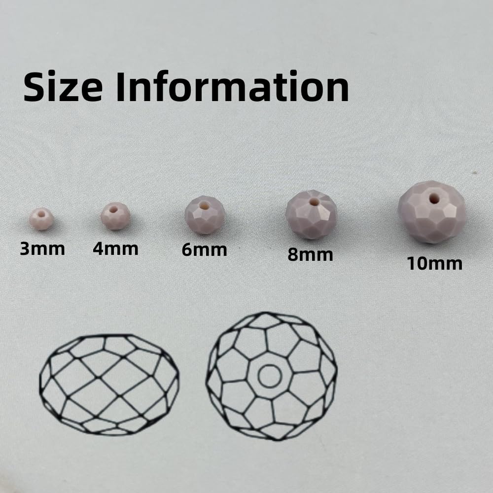 Pinhoollgo 400pcs 4mm Crystal Glass Beads Faceted Rondelle Glass Spacer Beads for Bracelets Necklace Pendants Earrings Key Chains Jewelry Making(Light Purple Porcelain)