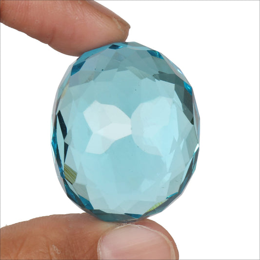 GEMHUB Loose Gemstones Beads for Jewelry Making 98.50 CT Brazilian Blue Topaz Oval Shaped Beads for Bracelets