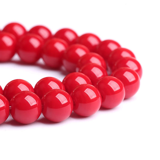 75PCS 10MM Red Glass Round Spacer Loose Beads for Jewelry Making DIY Bracelet Necklace