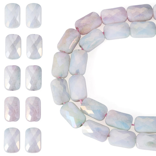 Elecrelive 55Pcs Rectangle Glass Beads Faceted Crystal Beads Colorful Imitation Jade Gems for Bracelet Necklace Jewelry Making