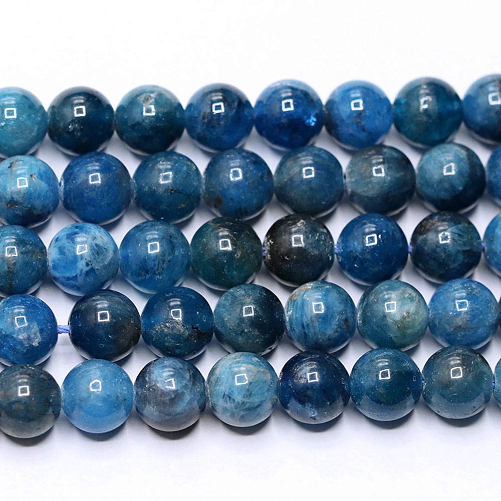 PLTbeads Natural Gemstone Loose Beads Smooth Round Approxi 15 inch DIY Bracelet Necklace for Jewelry Making (6mm, Blue Apatite)