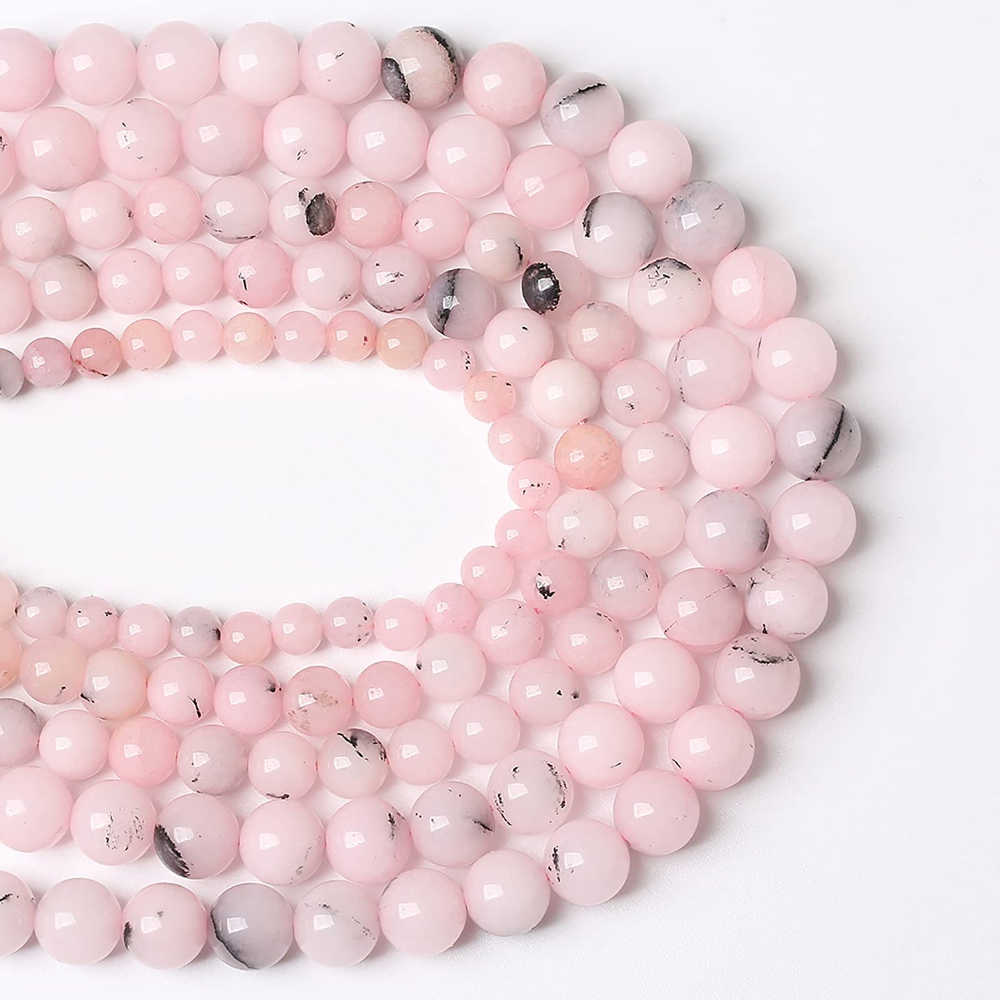 12MM 30PCS Natural Stone Pink Opal Jade Chalcedony Beads for Jewelry Making DIY Bracelet 1 Strand