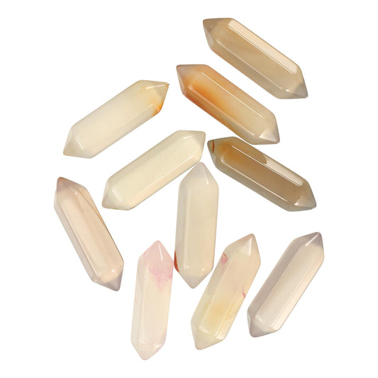 MECCANIXITY 10 Pack Clear Agate Quartz Crystals, Polished Crystals Bulk Hexagonal Shaped Meditation Gemstone for Jewelry Making Energy Balance Accessories Gifts