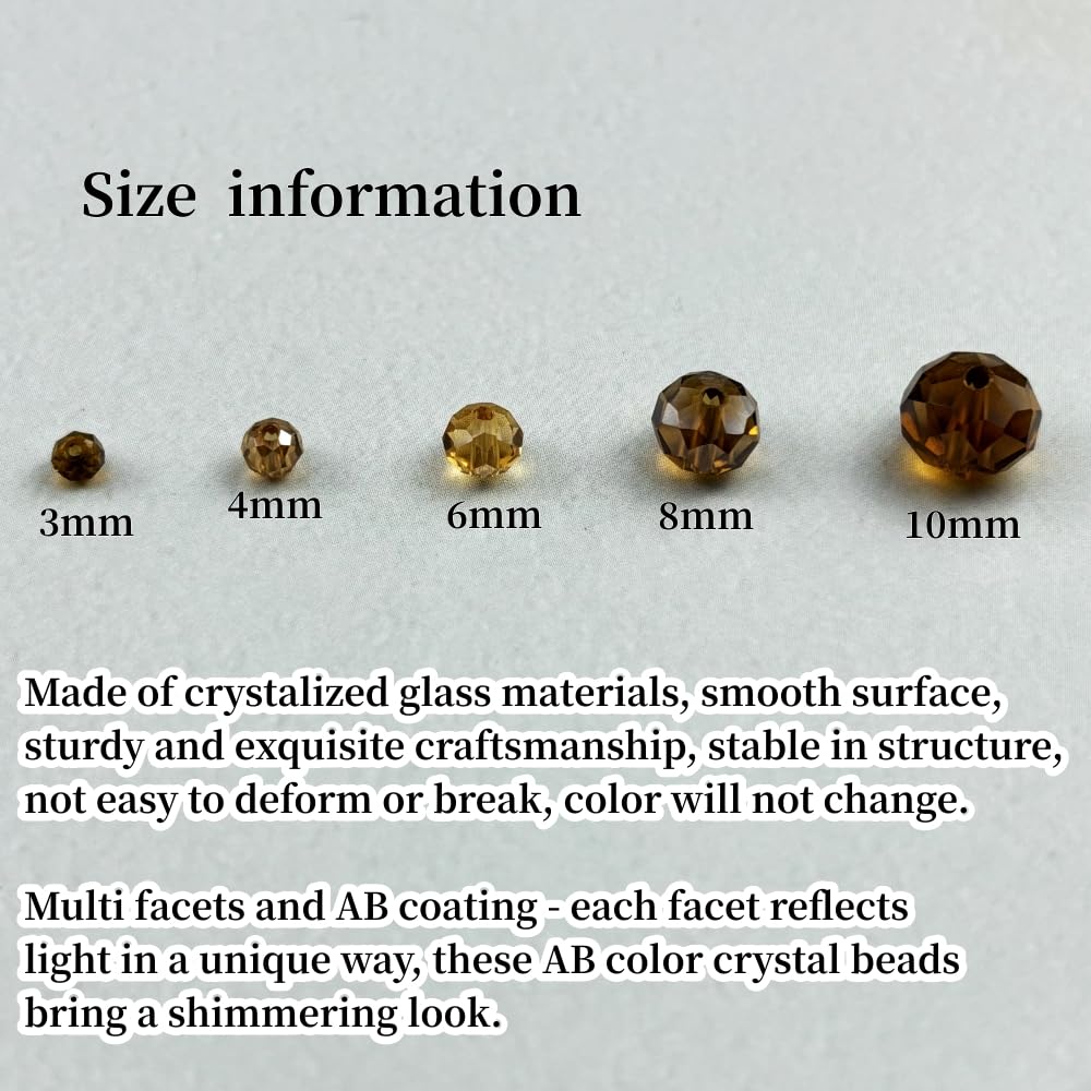 YHYPOCI 50pcs 10mm Crystal Glass Beads for Crafts Faceted Rondelle Glass Beads for Jewelry Making Crystal Spacer Beads for Necklaces Bracelets Earrings DIY Craft(Amber AB)