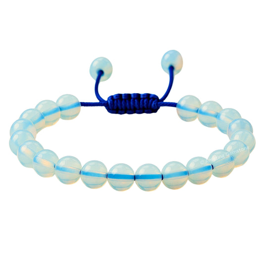 Amazing Gemstone Opalite Bracelet for Women Men's Gifts - Protection Healing Crystal Bracelet - 8mm Gemstones Beaded Adjustable Bracelet Pulseras Para Hombres Mujer Stocking Stuffers