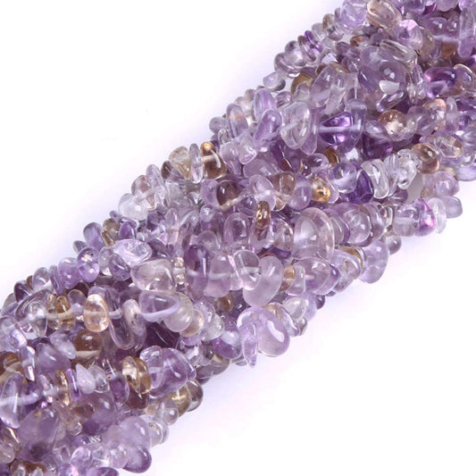 HAAMIIQII Natural Ametrine Chips Irregular Stones Energy Healing Loose Gemstone Beads for Jewelry Making Strand 30 Inch