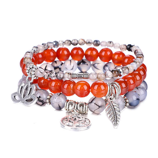 UEUC Tree of Life Yoga Healing Stone Bracelets, Multilayer Lotus Chakra Stone Reiki Bracelet Sets, Anxiety Crystal Natural Stone,for Women Stress Relief(#68)