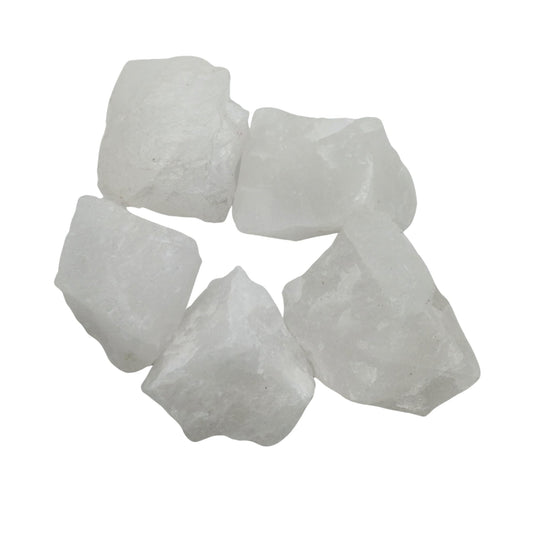 Karma Gems 5 Pcs White Quartz Natural Crystals - Raw Cool Agate Crystal Stones - Rocks for Tumbling Collections for Kids - Chakra Healing Gemstones - Meditation and Reiki Stones