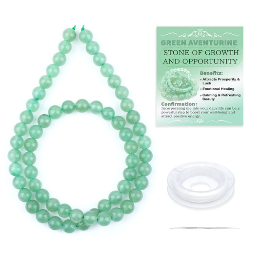 CMBYN Natural Stone Beads Round Genuine Real Stone Beading Strand Loose Gemstones DIY Smooth Bead for Bracelet Necklace Earrings Jewelry Making (Green Aventurine, 6mm 60 Pieces)