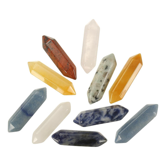 MECCANIXITY 10 Pack Multicolor Quartz Crystals, Polished Crystals Bulk Hexagonal Shaped Meditation Gemstone for Jewelry Making Energy Balance Accessories Gifts