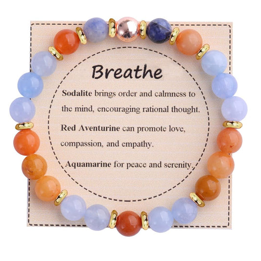 KSQS Healing Stone Bead Bracelet for Women, Natural Gemstones Balance Protection Bracelet, Spiritual Crystal Beads Bracelet Anxiety Relief with Meaning Card(#18)
