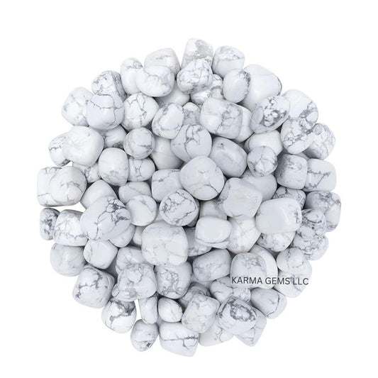 Karma Gems 1lb Howlite Tumbled Stones - Polished Stones for Positive Energy - Crystal Kit for Fresh Mind & Restful Sleep - Healing Stone for Chakra Balancing - Ideal for Gift & Home Decor (15-25 Mm)