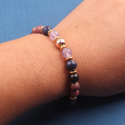 KSQS Healing Stone Bead Bracelet for Women, Natural Gemstones Balance Protection Bracelet, Spiritual Crystal Beads Bracelet Anxiety Relief with Meaning Card(#51)