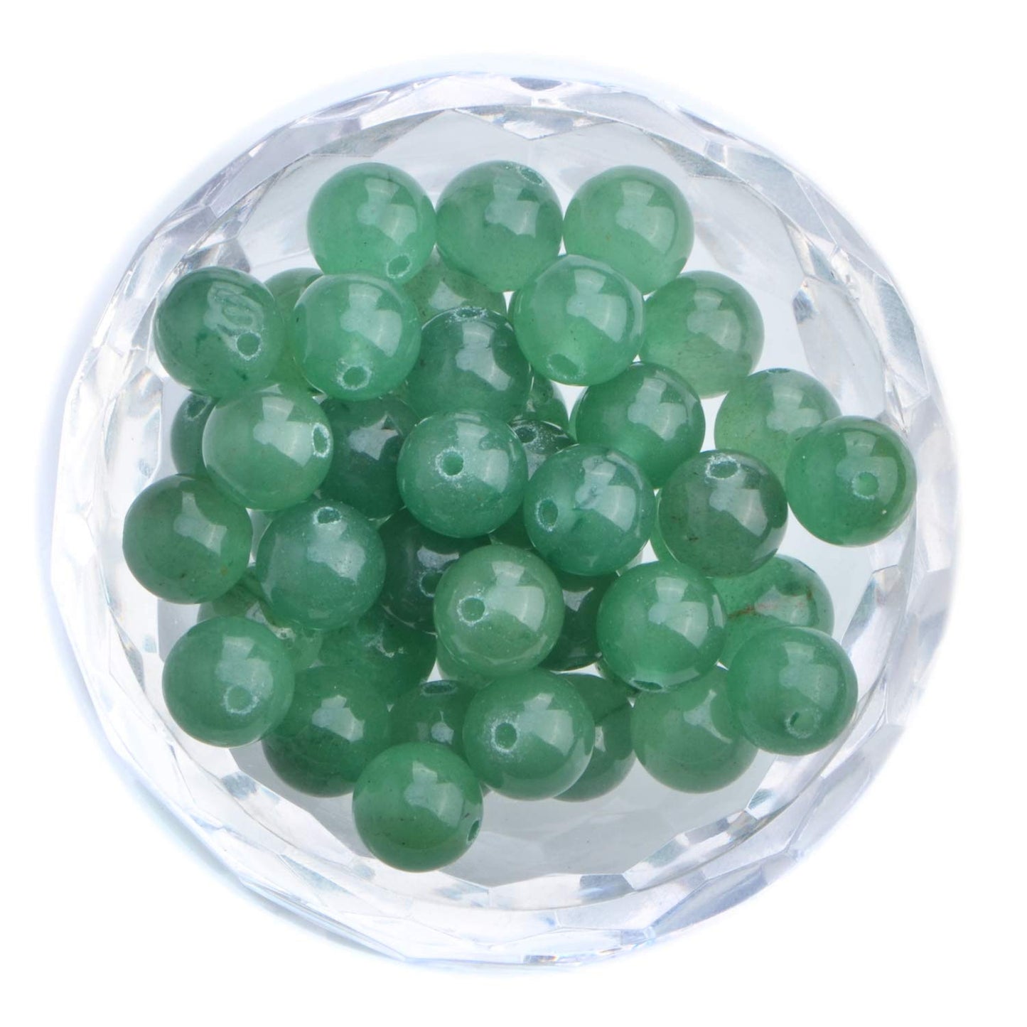 80Pcs Natural Crystal Beads Stone Gemstone Round Loose Energy Healing Beads with Free Crystal Stretch Cord for Jewelry Making (Green Aventurine, 10mm)