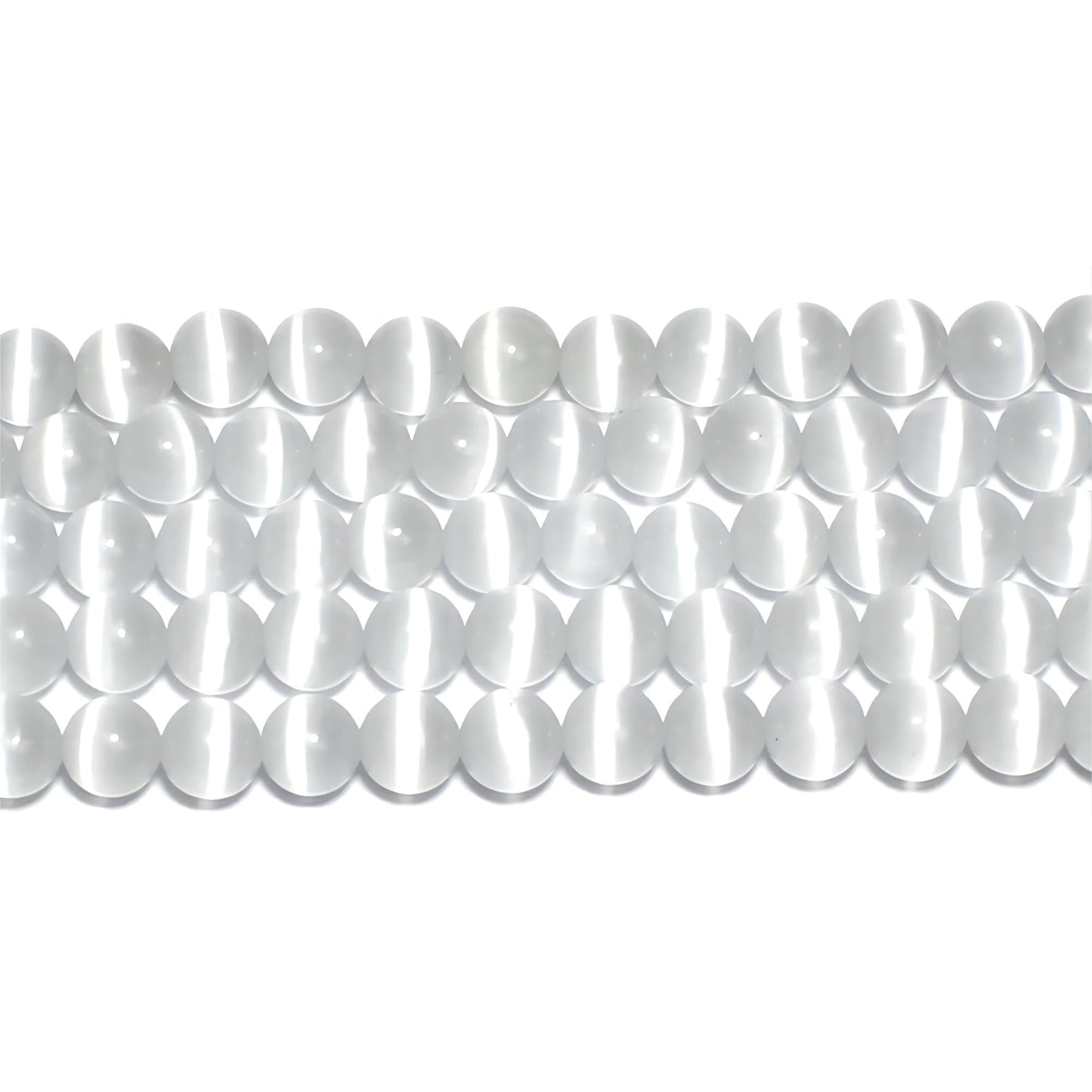 MJDCB 135pcs White Cat Eye Stone Beads 8mm Round Crystal Loose Bead for Jewelry Making DIY Bracelets Necklace Accessories
