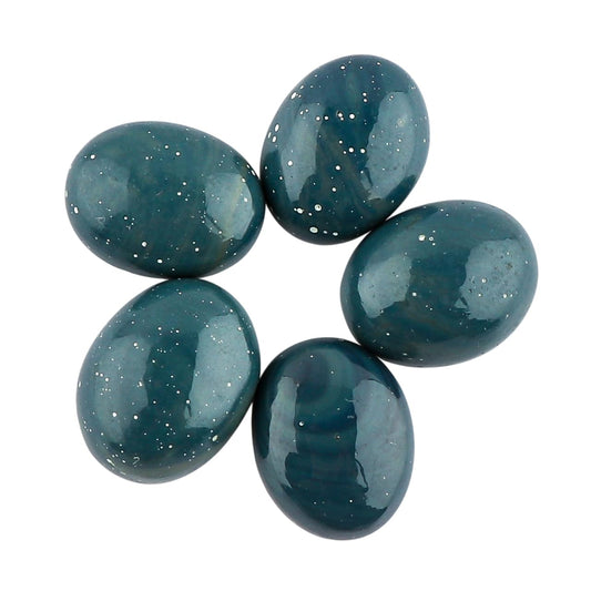 CRYSTALINES 5pcs, Wholesale Genuine Blue Obsidian Gemstone, Polished Flatback Cabochon Stone, Bulk Oval Loose Supplies, Jewelry Making, DIY Crafts, Healing Crystals, Wire Wrapping, Gem Collection