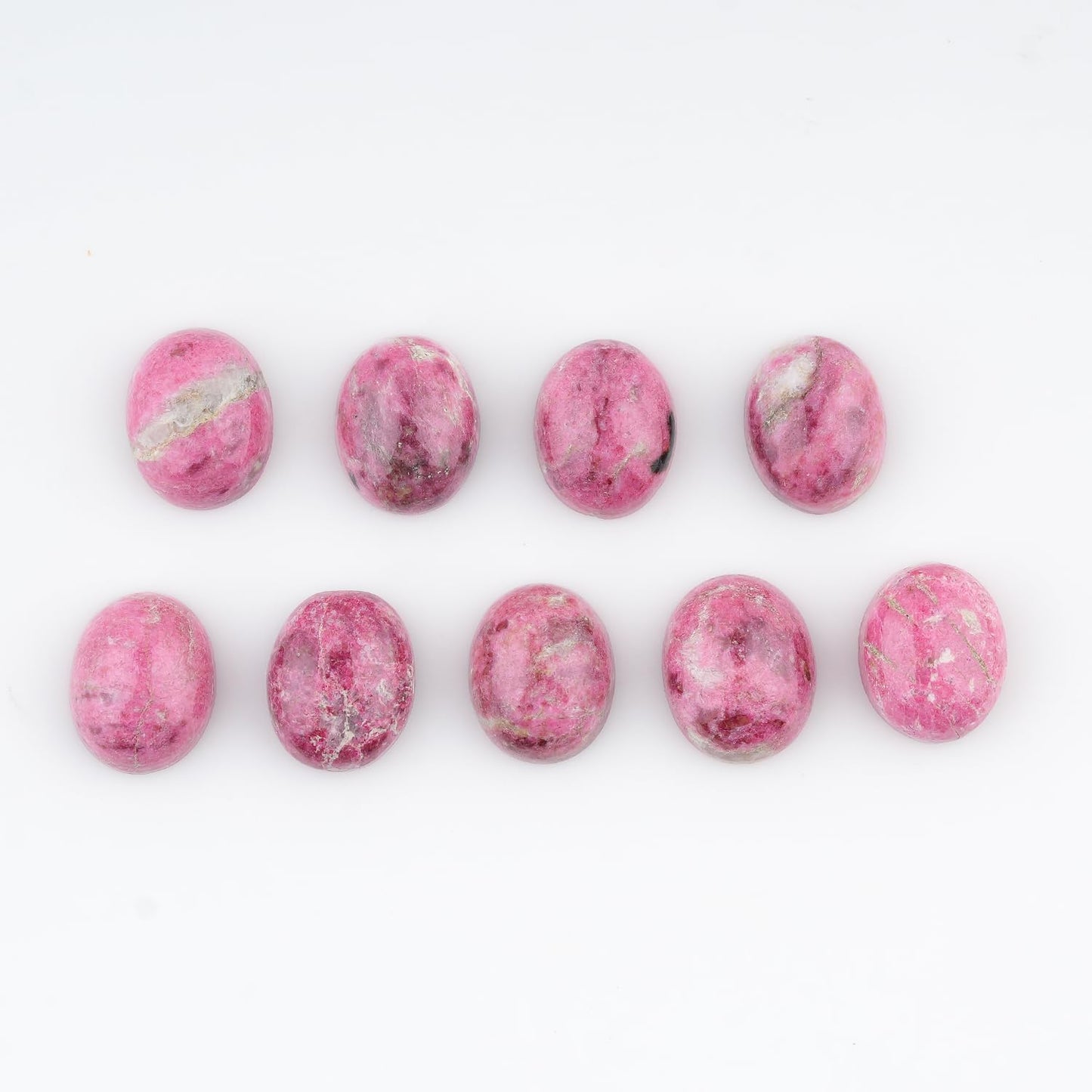 ColouredRocks (8-10 pcs. THULITE, Oval Shape, Natural Cabochon Crystals, Loose Gemstone, Wholesale Polished Supply, Jewelry Making, DIY Craft, Gem Collection (8x10mm approx.)