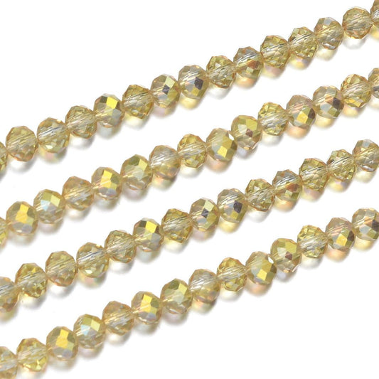 500pcs Czech Faceted Rondelle Crystal Glass Loose Beads 4mm Small Tiny Spacer Bulk Gold Shimmer for DIY Craft Jewelry Making CCR438