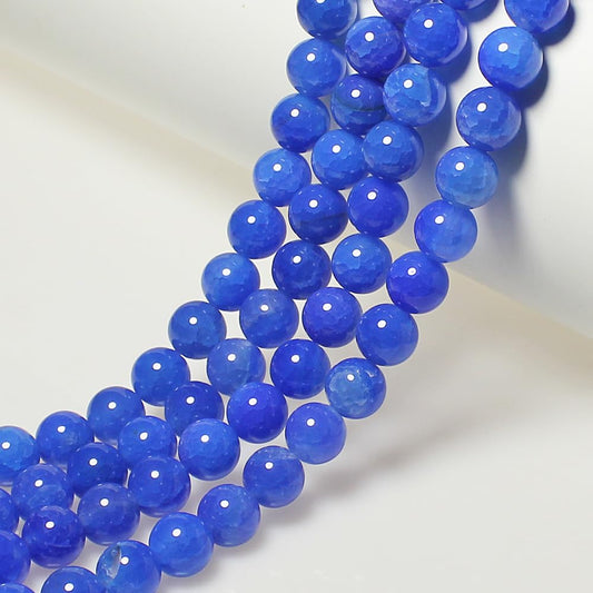 MJDCB Natural Stone Beads 8mm 43pcs Round Blue Dragon Vein Agate Loose Gemstone Bead Charms for Jewelry Making Bracelet Necklace Earring Pendant