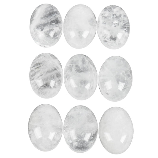 Casaper Natural Rock Quartz Oval Cabochons Cab Flat Back Loose Stone Beads for Jewelry Making, Polished DIY Crystal Crafts 13x18mm, Pack of 10