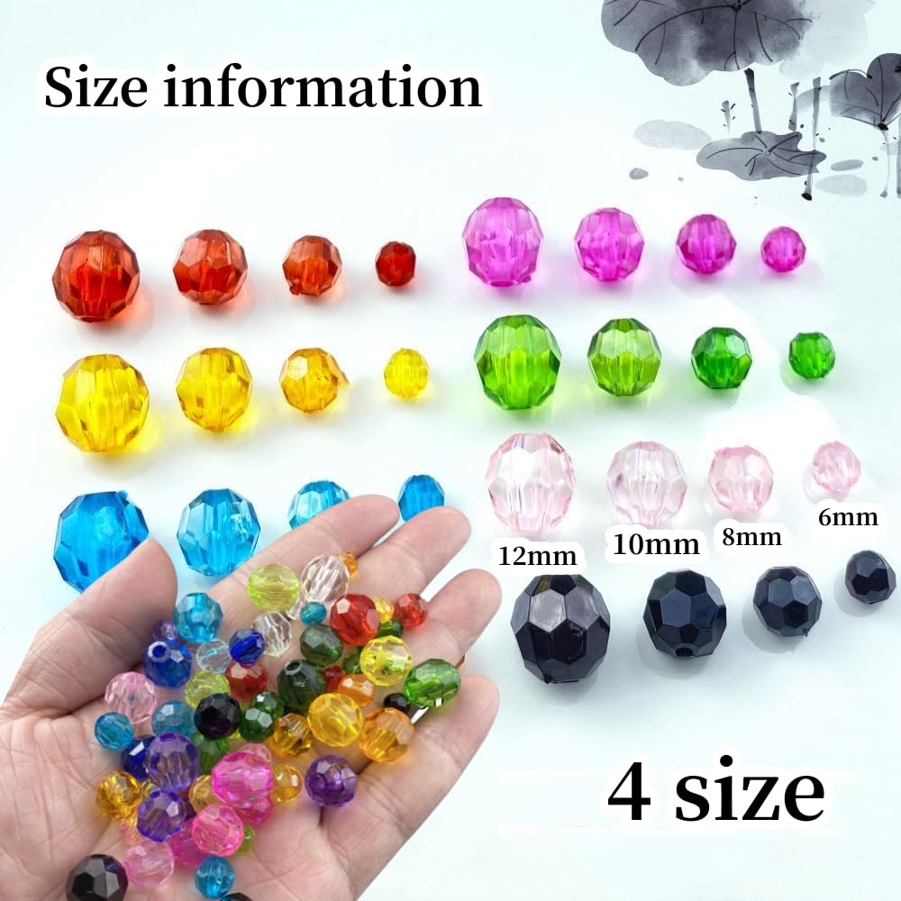 YUEXIGO 1000pcs 6mm Acrylic Round Faceted Beads for Crafts Faceted Spacer Beads for Sewing Crafts Decoration Necklaces Bracelets Earrings Jewelry Making(Lemon Yellow)