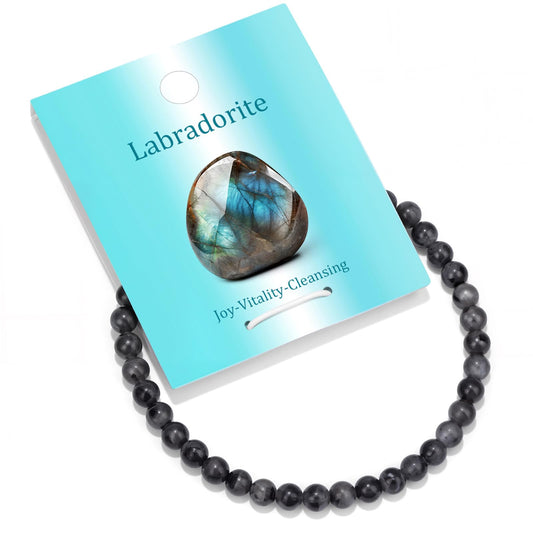 Vinswet Healing Crystal Bracelets for Women Men 4mm Labradorite Natural Stone Beaded Stretch Bracelet Handmade Gemstone Reiki Spiritual Jewelry Gifts