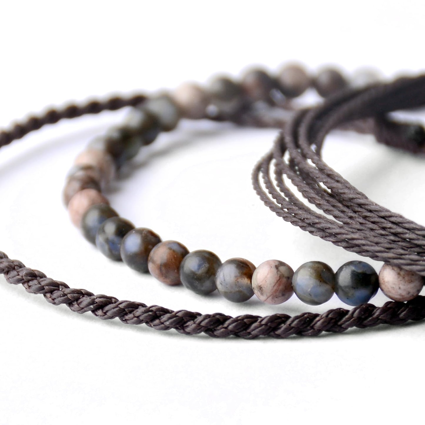 Handmade Natural Stone Beaded Healing Bracelet Gift for Men Adjustable Rope String Bracelet (Glaucophane, Adjustable)