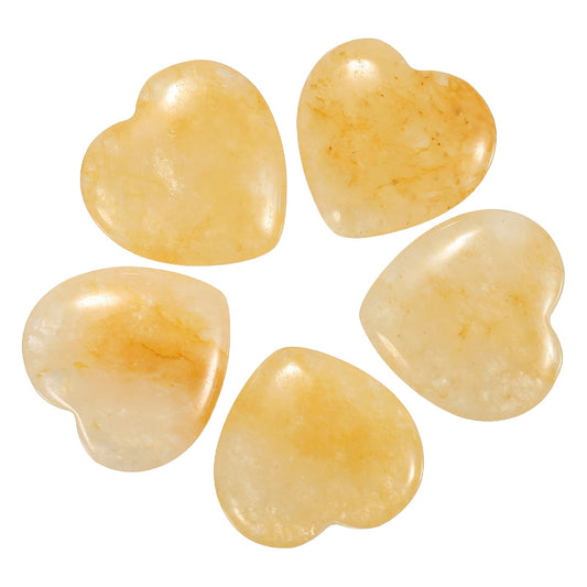 uxcell 5 Pcs Topaz Crystal Stones Heart Shaped, 2 cm Tumbled Stones and Crystals, Polished Gemstone Rocks for Women Gifts Meditation Crafting Home Decor