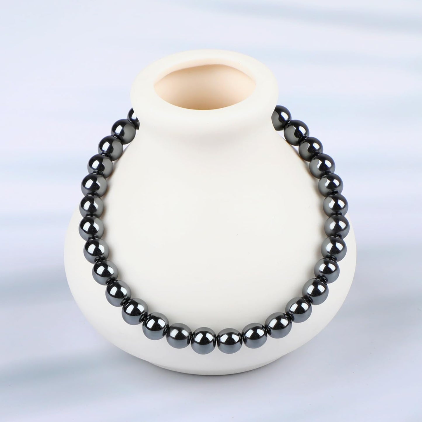 LPBeads Handmade Natural Gemstone Stretch Elastic 6mm Hematite Bracelet Healing Crystal Round Stone Beads Jewelry Gifts for Women Men
