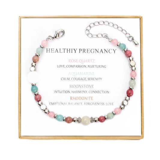 MTJAHPS Protection Bracelet, empath protection, black obsidian Crystals and Healing Stones Bracelet for Women ，Luck ，Anxiety and Stress Clam Bracelet (New Mom)