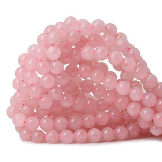 CHEAVIAN 45PCS 8mm Natural Rose Quartz Gemstone Round Loose Bead Pink Crystal for Jewelry Making 1 Strand 15"