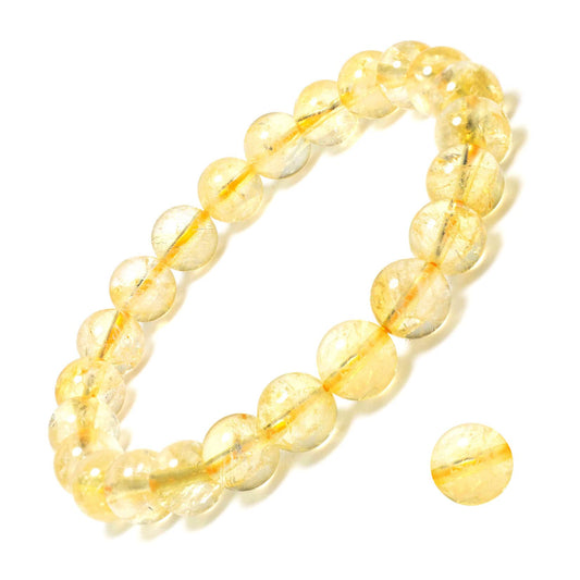 DAZCOLO 8mm Natural Gemstone Stretch Bracelet, Handmade Unisex Crystal Bracelets for Meditation, Yoga, Spiritual Healing & Positive Energy (Citrine)