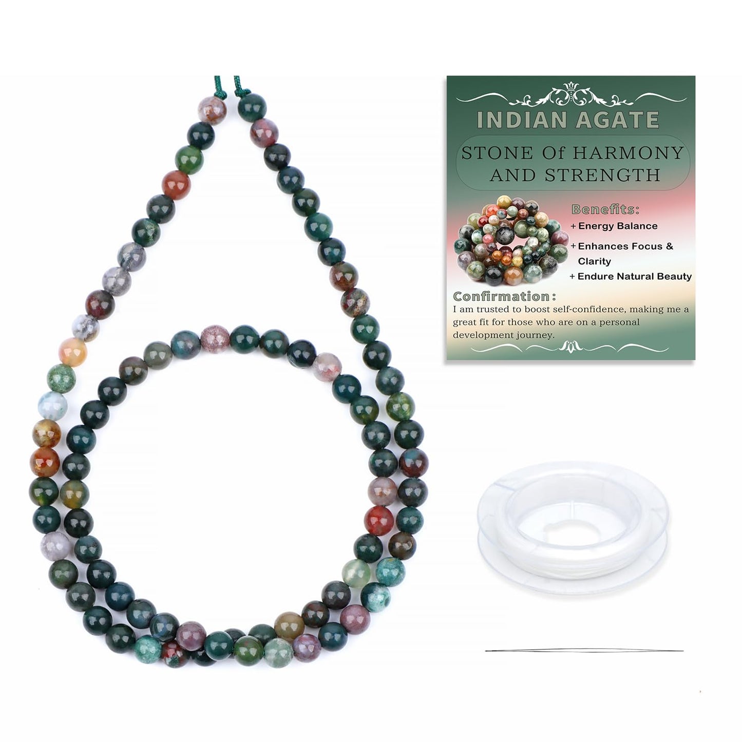 CMBYN Natural Stone Beads Round Genuine Real Stone Beading Strand Loose Gemstones DIY Smooth Bead for Bracelet Necklace Earrings Jewelry Making (Indian Agate, 4mm 90 Pieces)