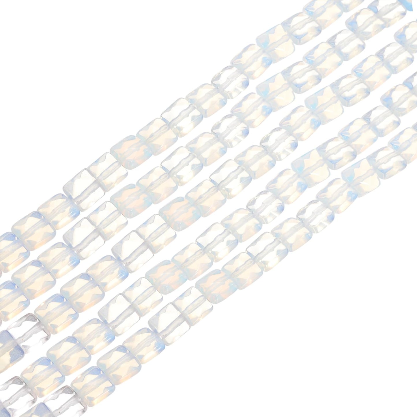 PATIKIL 50 Pack Natural Stone Beads, 8mm Faceted Square Agate Beads Bulk Opal Stones, for DIY Jewelry Making Necklace Bracelet Accessories, 2 Strands, 16 Inches, Clear White