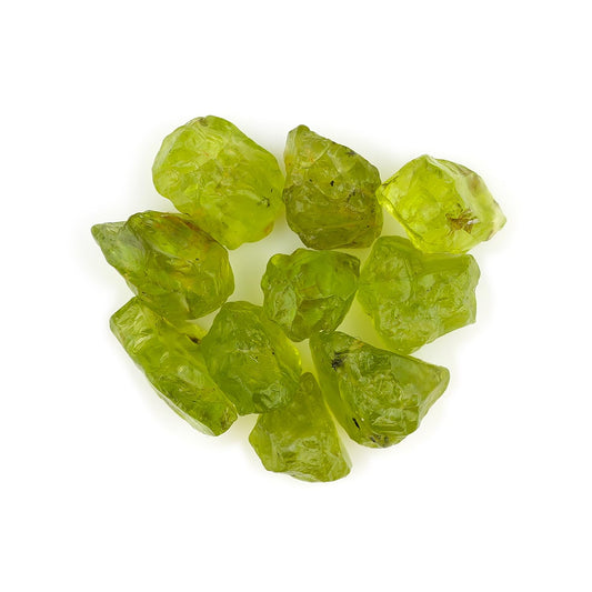 ColouredRocks 30 carats. PERIDOT Crystals, Raw Stones, Rough Gemstones, Jewelry Making Supply, Cabbing, Polishing, Cutting, DIY, Crafts (8-9 pcs.) (5-6 mm.)