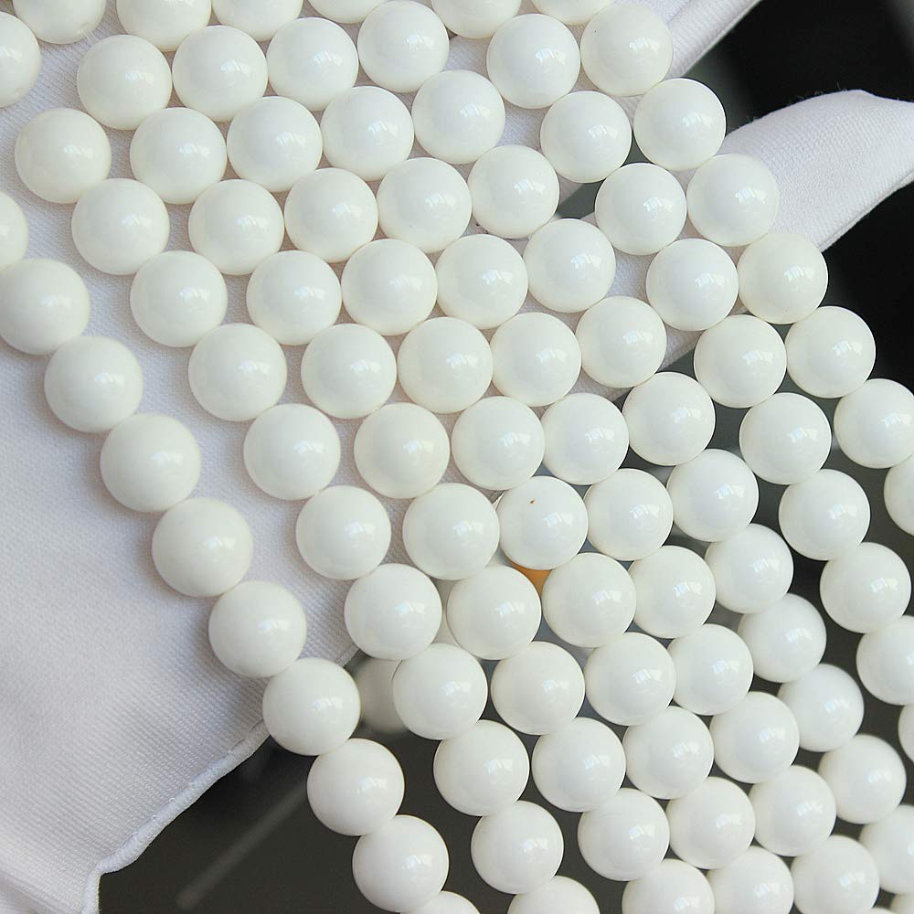 MJDCB 7A Natural Deep Sea White Shells Round Stone Beads for Jewelry Making DIY Bracelet Necklace (8mm)