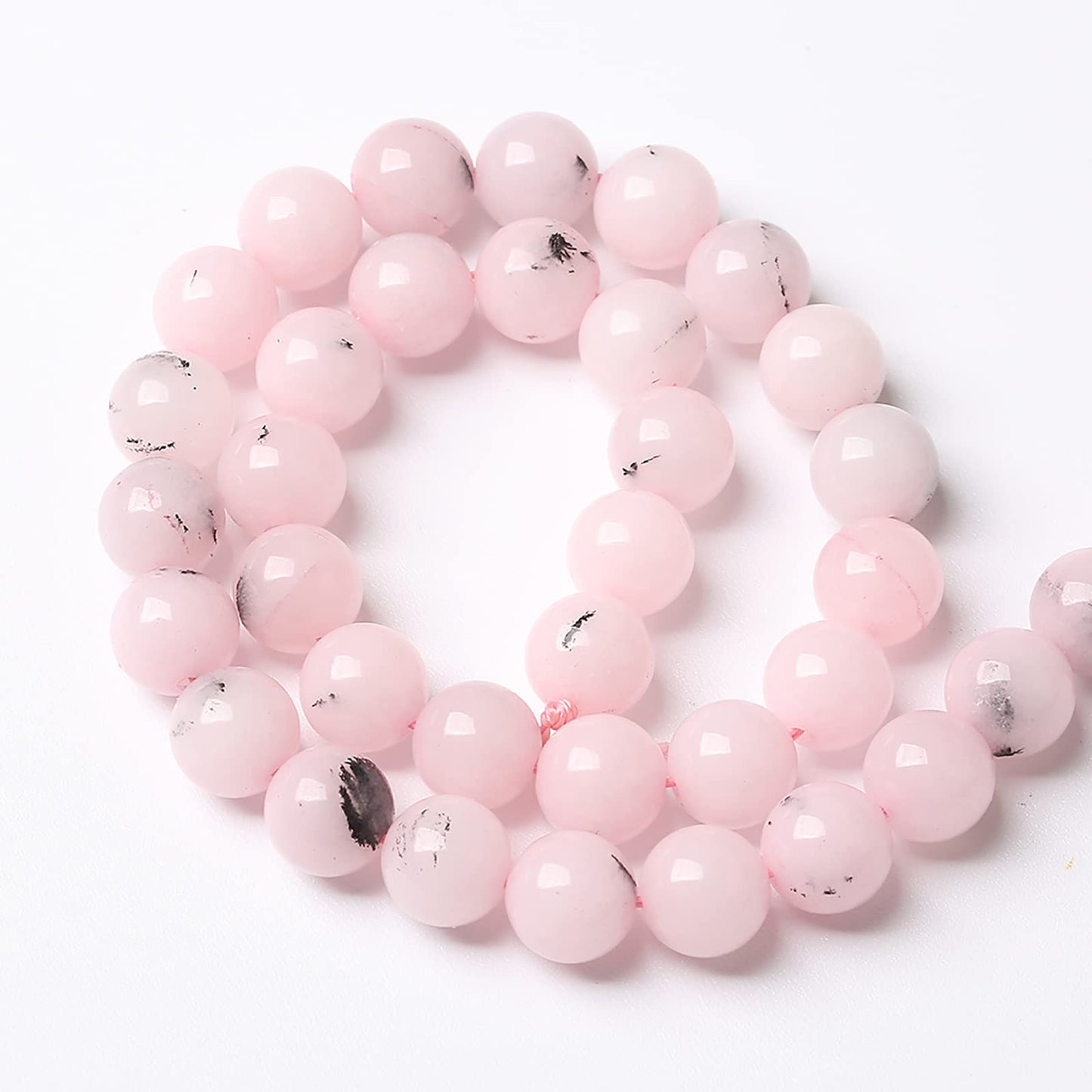 10MM 36PCS Natural Stone Pink Opal Jade Chalcedony Beads for Jewelry Making DIY Bracelet 1 Strand