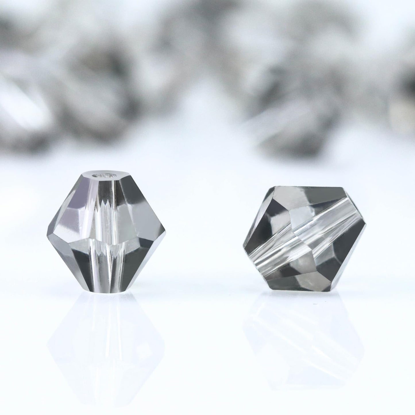 Dowarm 100PCS 8MM Crystal Bicone Beads for Crafts, Jewelry Making, DIY Bracelet, Necklace, Dolls, Wine Charms, Wind Chimes, Suncatchers, Bulk Faceted Loose Glass Beads, Transparent Gray