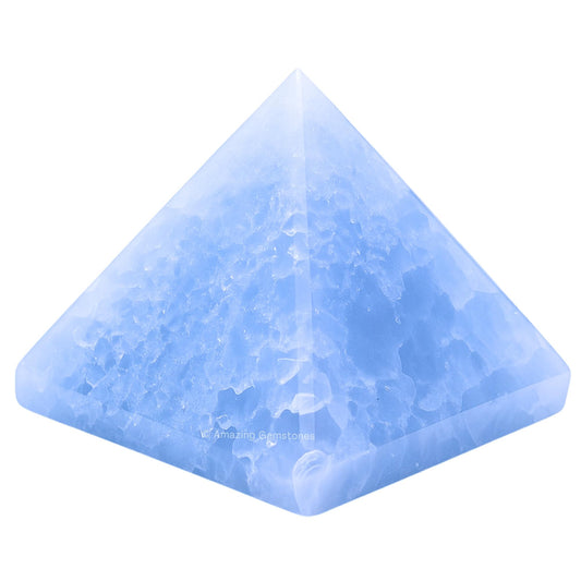 Amazing Gemstone Blue Calcite Pyramid Crystal Healing Stones - 1.5" Great Pyramid Figurine of Natural Stone Pyramid for Meditation, Reiki, Chakra Balancing and Crystal Pyramids Grid